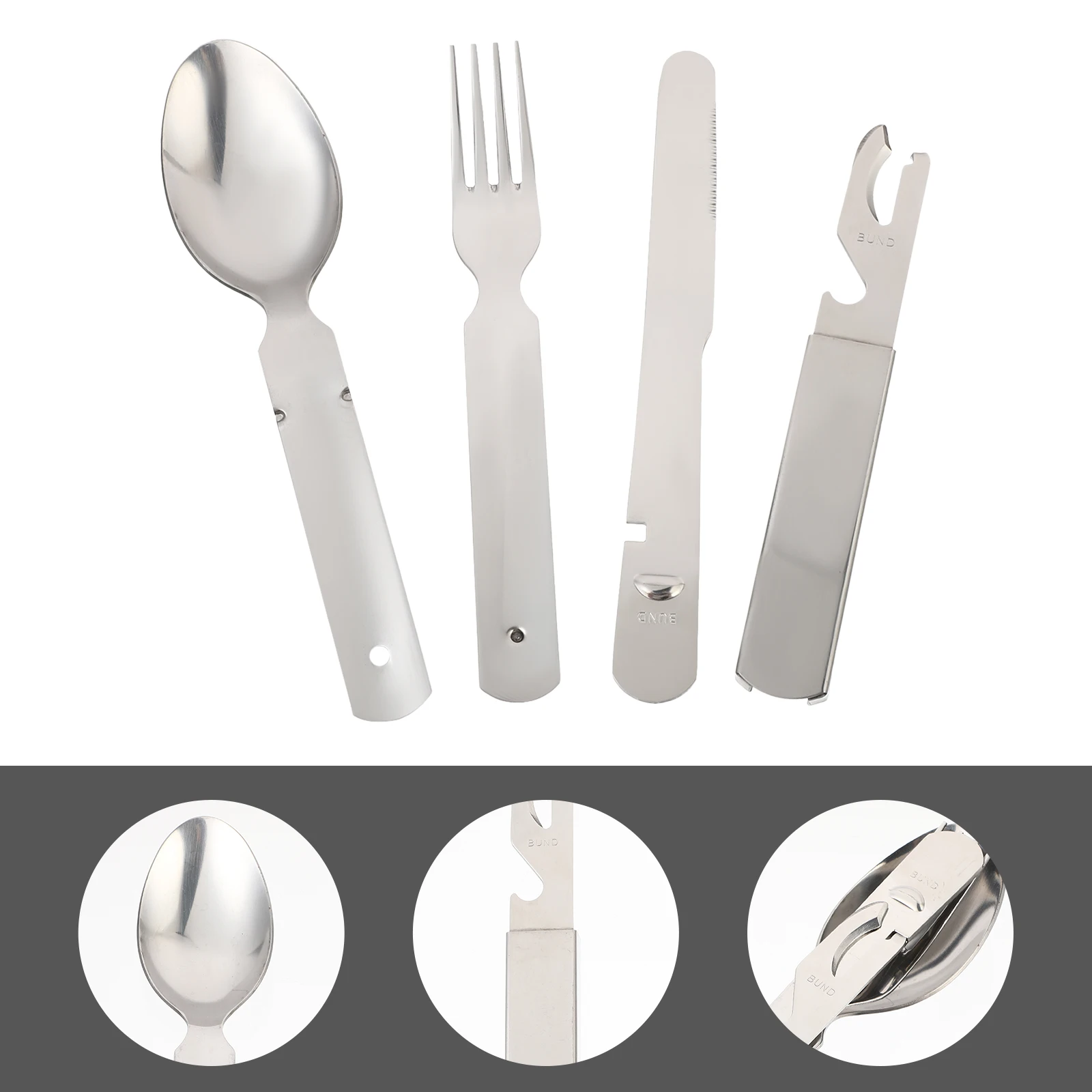 

4pcs Portable Cutlery Set Outdoor Picnic Camping Stainless Steel Foldable Lightweight Travel Tableware Kit Waterproof Heat