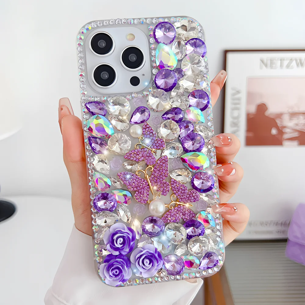 Роскошный блестящий чехол для телефона с 3D бабочкой и камелией для XiaoMi Poco X7 Pro 5G X6 X5 X4 X3, чехлы с блестками