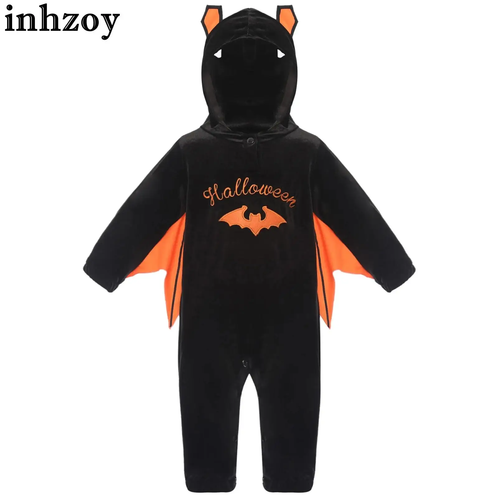 

Toddler Baby Vampire Bat Hooded Costumes My 1st Halloween Outfit Pumpkin Newborn Baby Boy Jumpsuit Black Bat Long Sleeve Romper