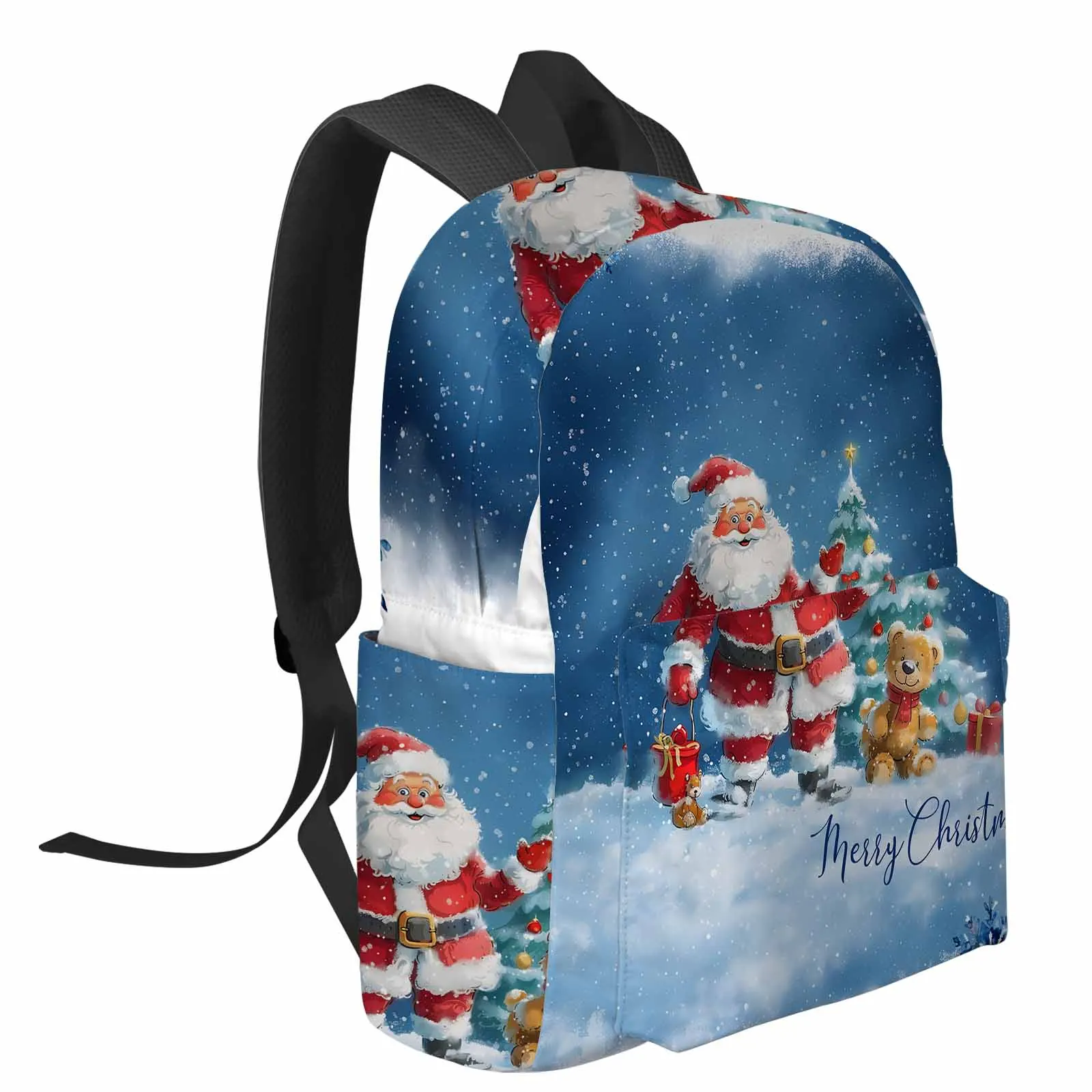 Christmas Tree Santa Claus Doll Snowflake Backpack School Bags for Teenagers Students Laptop Bag Women's Casual Travel Backpack