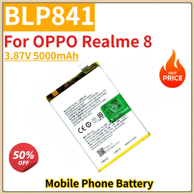 

High Quality BLP841 Mobile Phone Battery 3.87V 5000mAh For OPPO Realme 8 RMX3085 Brand New Replacement Battery