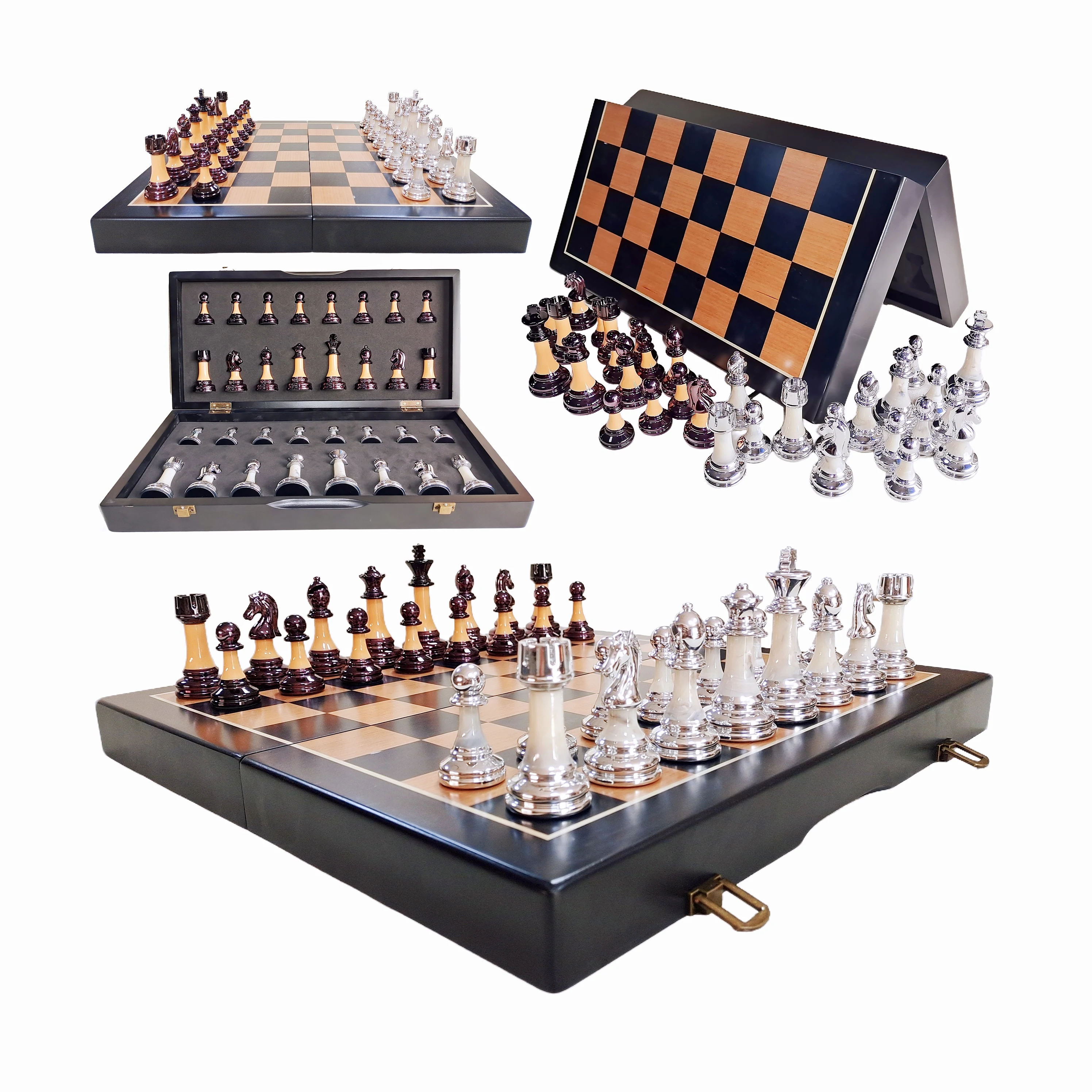 

Wholesale Custom Wooden Chess Set Big Size Chess Game Folding Board Chess Pieces Board Game