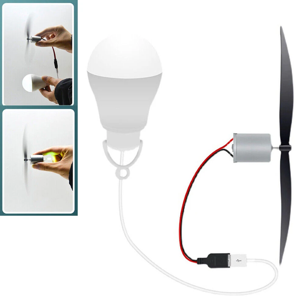 Micr Wind Turbine Motor Blade With USB Light Bulb DIY Set Power Energy Generator Wind Generator Wind Energy