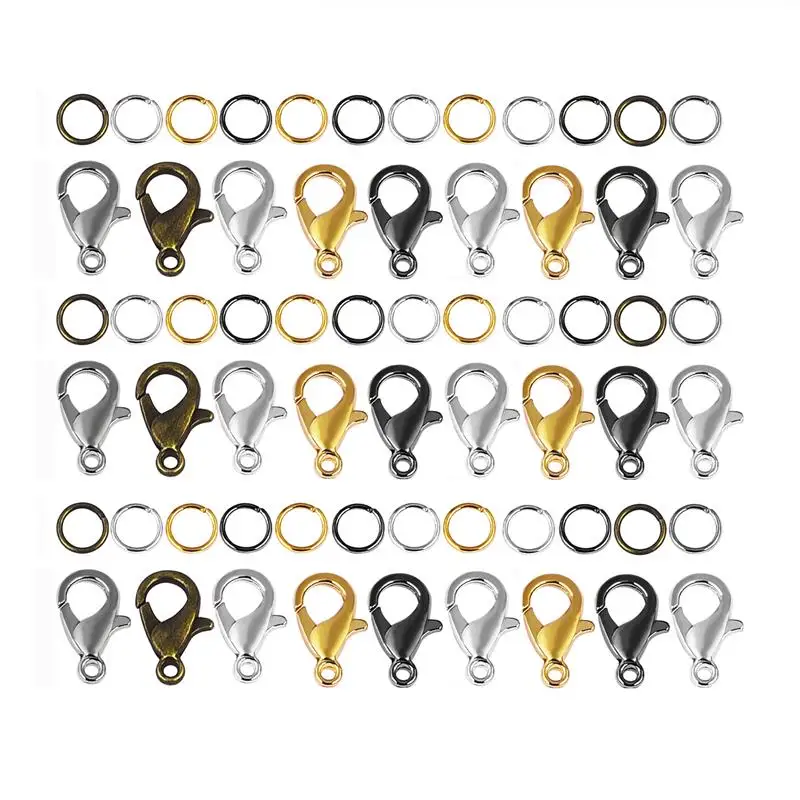 

300pcs/lot Lobster Clasp Rings Kits Open Jump Rings Connectors Findings For Bracelet Necklace DIY Jewelry Making Accessories