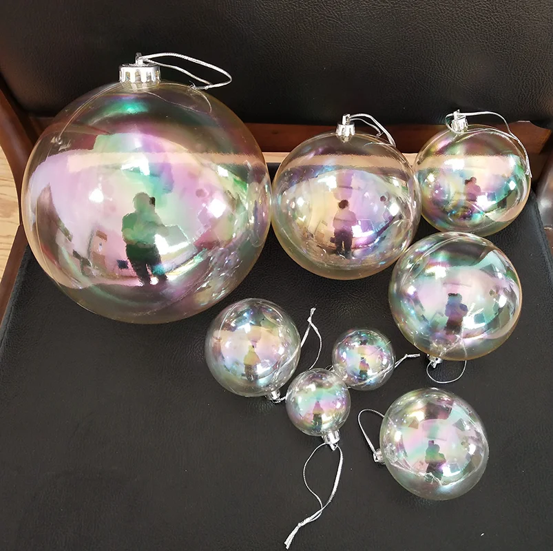 Clear Laser Dazzle Plastic Hollow Ball Diameter 40mm-200mm Transparent Ball for DIY Handmade Decorating Game Console Art Pieces