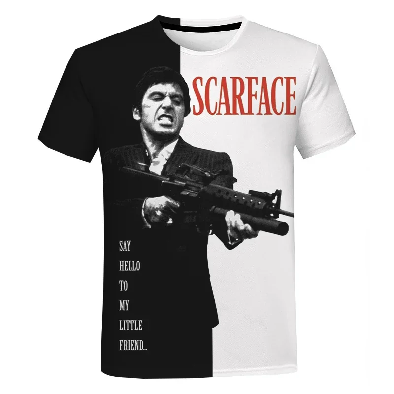 Summer fashion casual movie Scarface 3D Printed T-shirt Street Cool Tony Montana T-shirt Oversized unisex T-shirt top