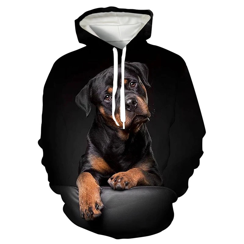 Trend Rottweiler Pattern Hoodies For Men Spring Autumn Fashion 3D Dogs Printed Long Sleeve Sweatshirts Loose Streetwear Hoodie