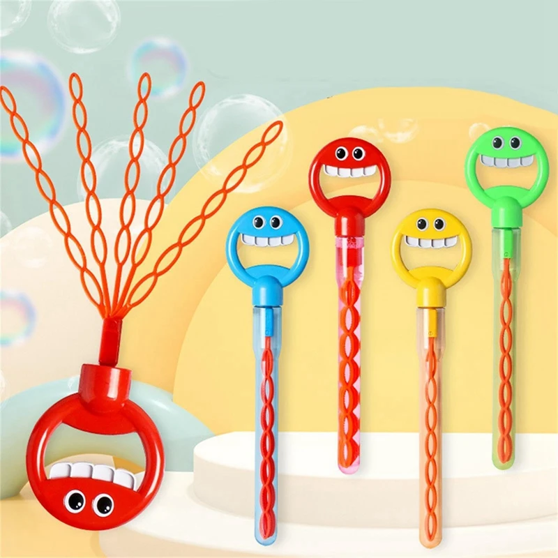 Sorrindo Face Bubble Wands, Bubble Stick, Blower Maker, Uso de Atividade Exterior ou Interior, Brinquedo de Páscoa, Brinquedo Verão, 32 Buracos