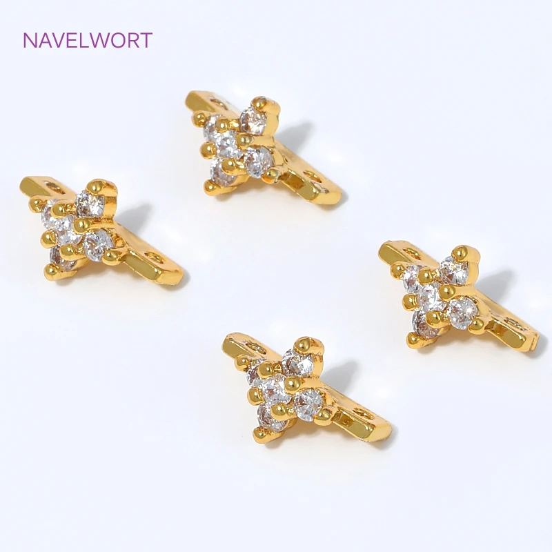 4/8/12Pcs Brass Separator Bar 18K Gold Plated with Zircon Spacers Separators For Bracelet Making,DIY Jewelry Making Accessories image 3