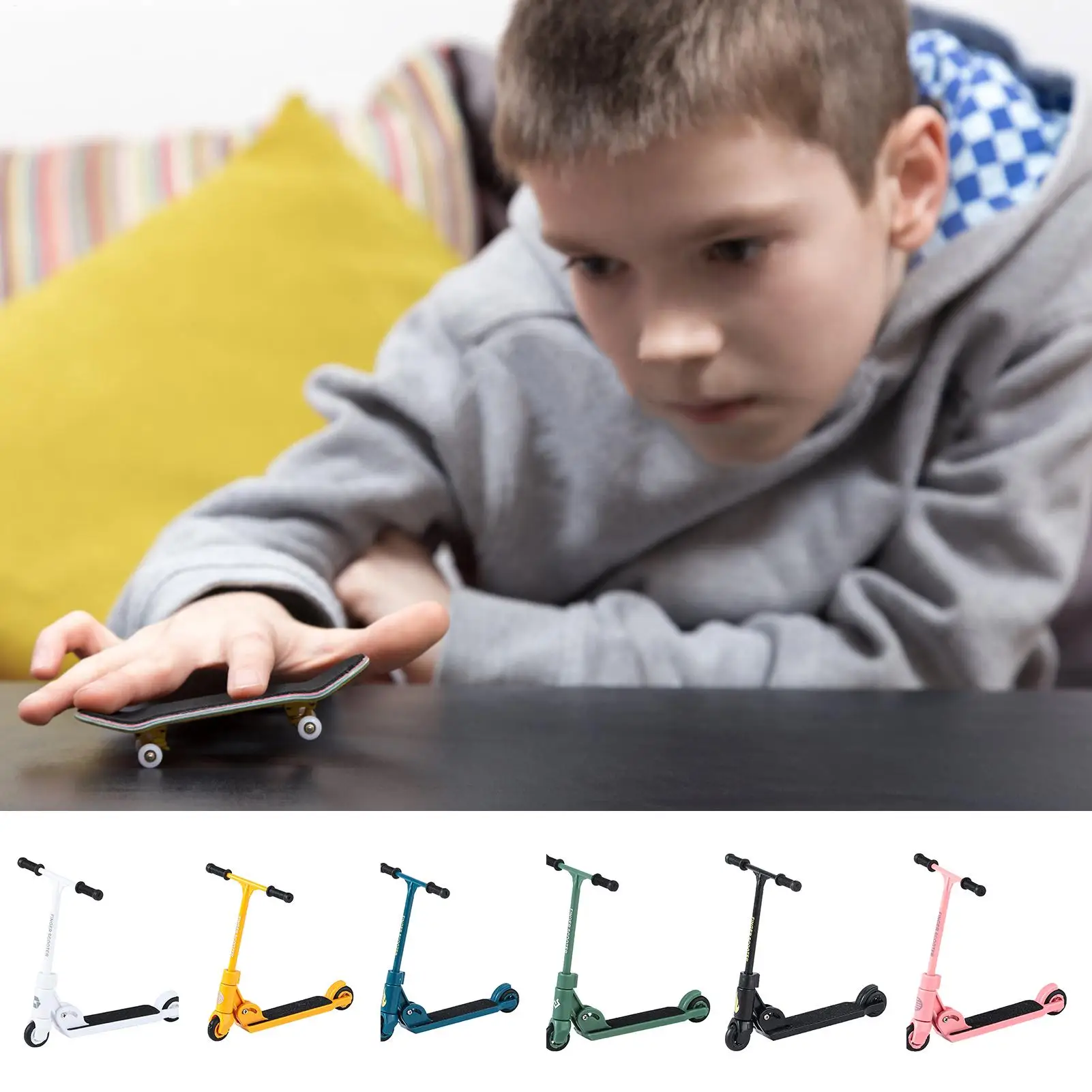 mini Foldable T-type Kids Kick Scooter BMXFinger Skateboard with Brake Educational Toy Fun Fingertip Movement for Children