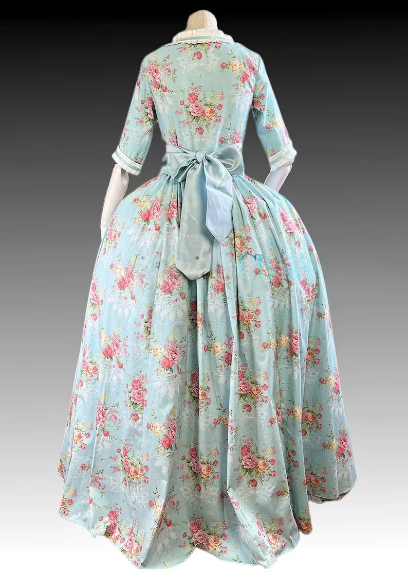 Queen Charlotte Floral Dress Georgian Victorian Royal Princess Rococo Wedding Party Costume Colonial Southern Belle Ball Gown