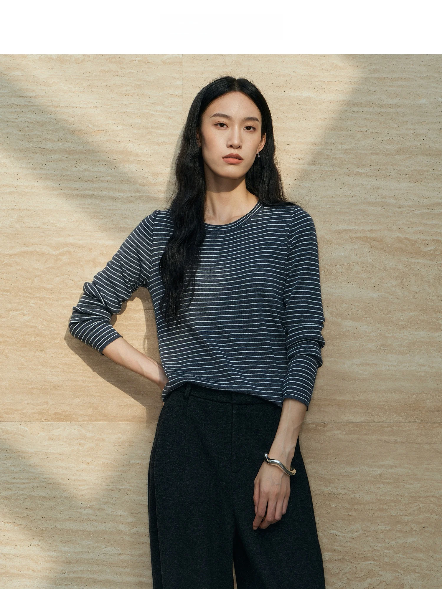 

CHUNXILI Long Sleeve Woolen Base Shirt Skin-friendly Knitted Sweater for Women in Autumn And Winter Multiple Colors Available