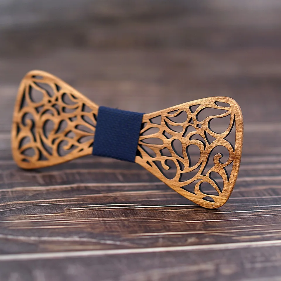 Men's Fashion Accessories Wooden Hollowed Out Tie Handmade Retro Environmentally Friendly Men's Suit Tie Solid Wood Bows