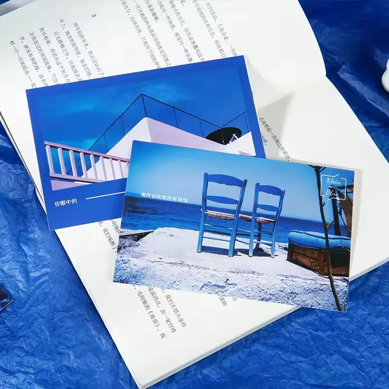 ชุดโปสการ์ด 30 ชิ้น The Blue In Your Eyes - ภาพศิลปะพระอาทิตย์ตกดินริมทะเลและวิวทะเล เหมาะสำหรับการจดบันทึก