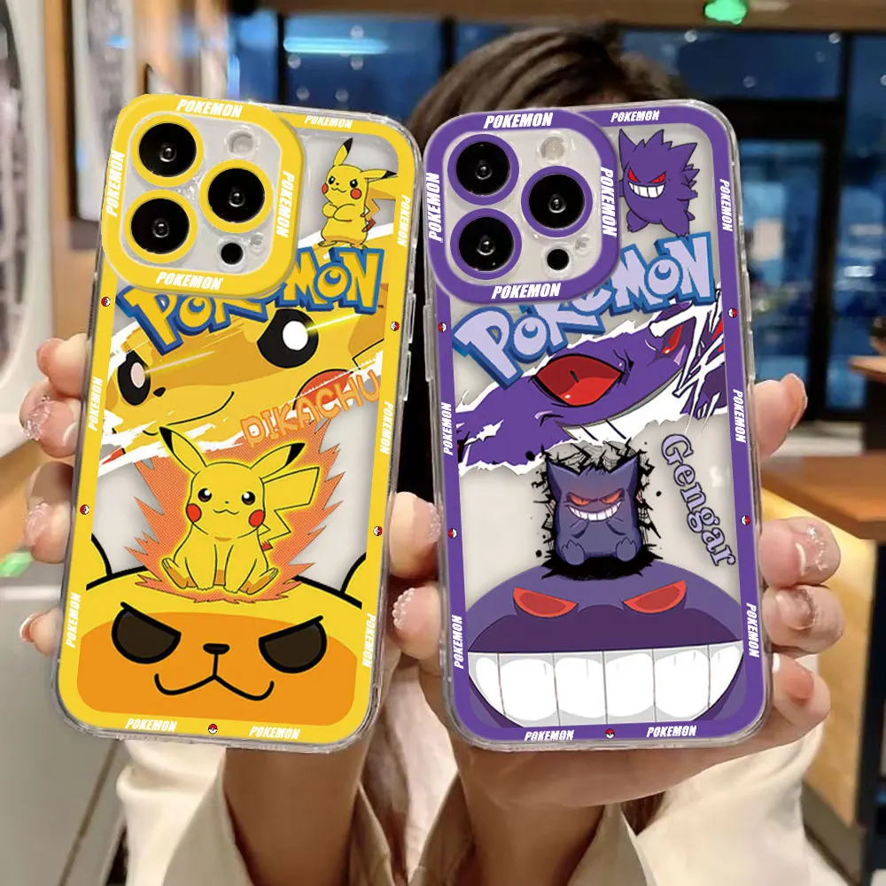 

P-Pokémons P-Pikachu Gengar Custom Photo Clear Phone Case For iPhone 16E 16 15 14 12 13 11 Pro 8 7 SE Plus X XR XS Max DIY Case