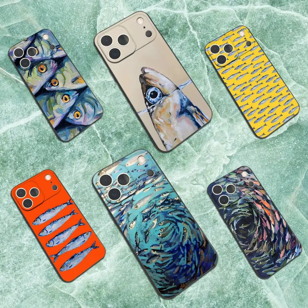 

Ocean Sardines Can Case For iPhone 12,14,15,16,11,17,13,X,Mini,SE,XS,Plus,Pro,Max,8,7,XR,Soft Silicone Black
