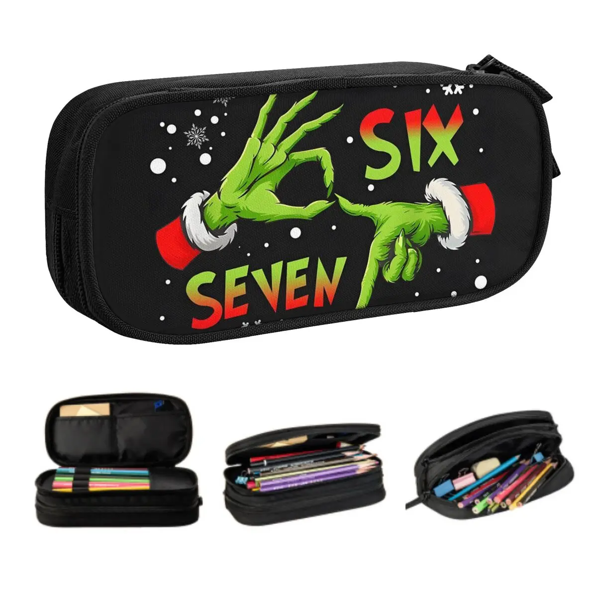 Custom Humor Christmas Meme Kawaii Pencil Cases Girl Boy Large Capacity 67 Six Seven Pencil Box Student School