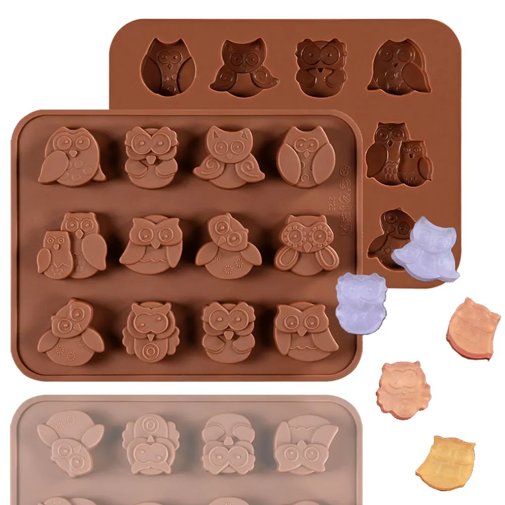 

12 Cavity Owl Silicone Cake Mold Non Stick DIY Baking Pan Cupcake Muffin Tray Kitchen Tool