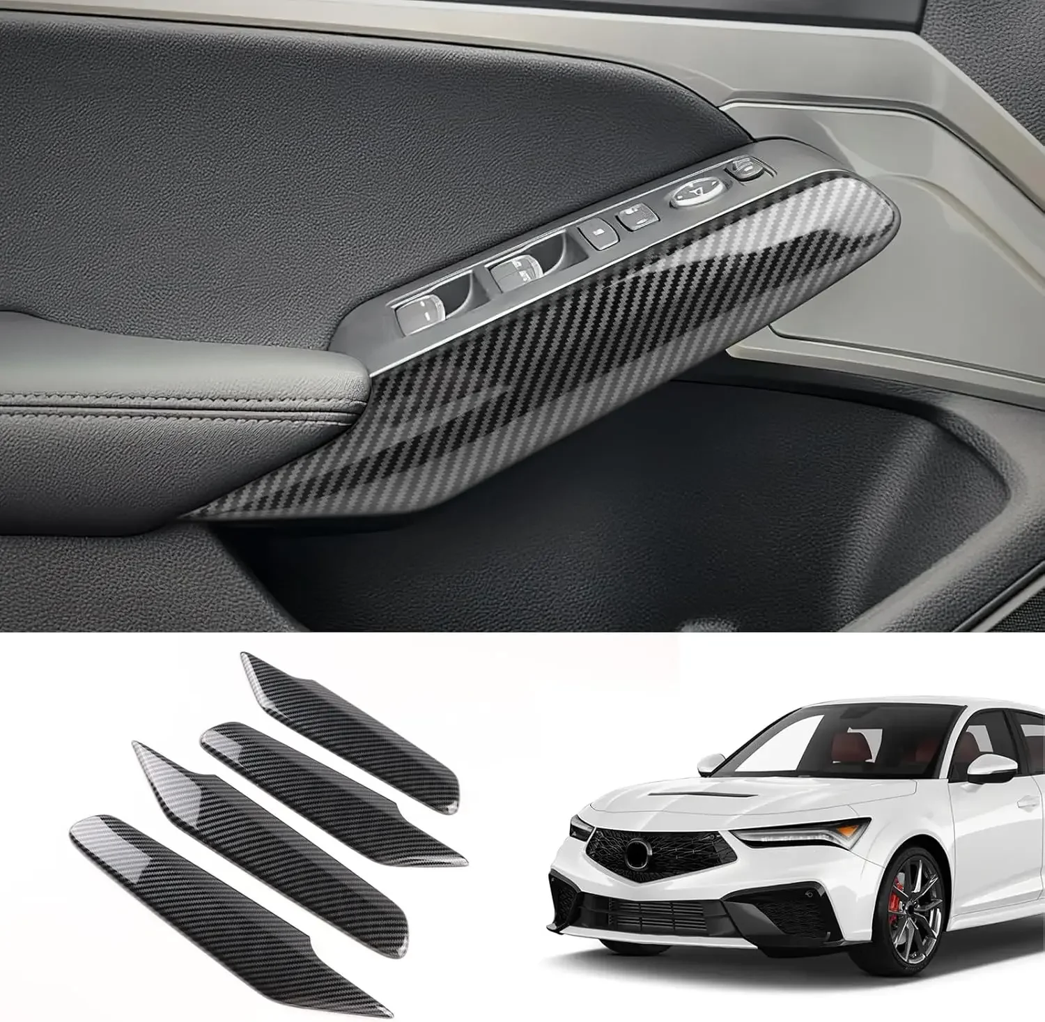 for 2023 2024 2025 Honda Acura Integra Door Window Button Side Protector ABS Carbon Fiber Style Car Window Lift Switch Panel