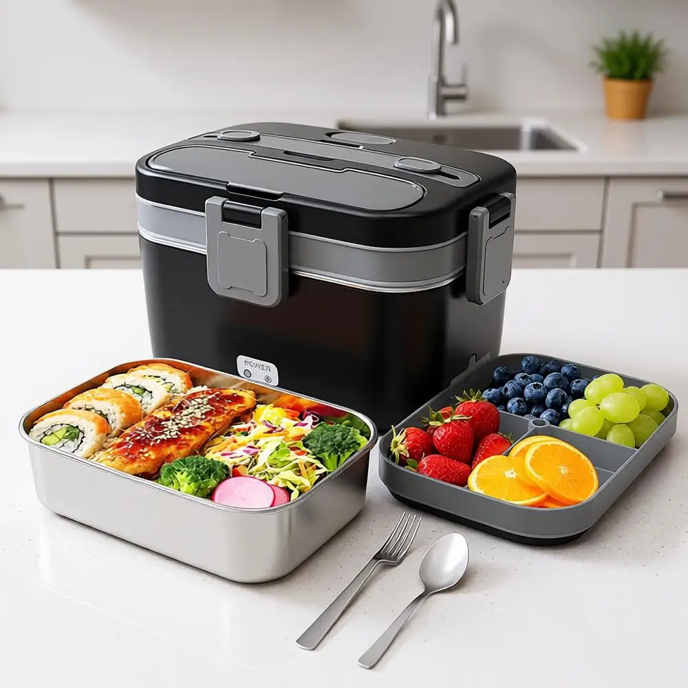

Электрический ланч-бокс с подогревом 2,8 л, двухслойный, 100 Вт, для дома, офиса, автомобиля, грузовика, очень большой, портативный, для подогрева еды