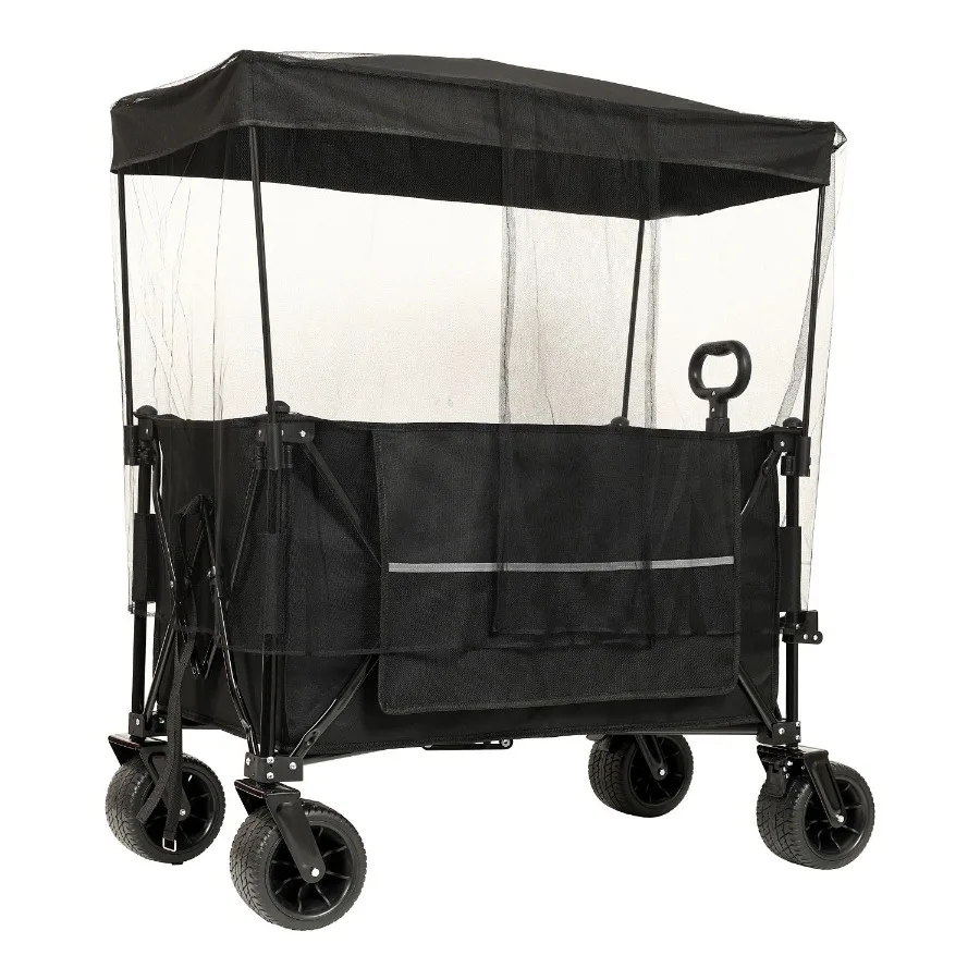 Collapsible Foldable Extended Wagon with canopy 480lbs Weight Capacity Heavy Duty Folding Utility Garden Cart with Big AllTerra