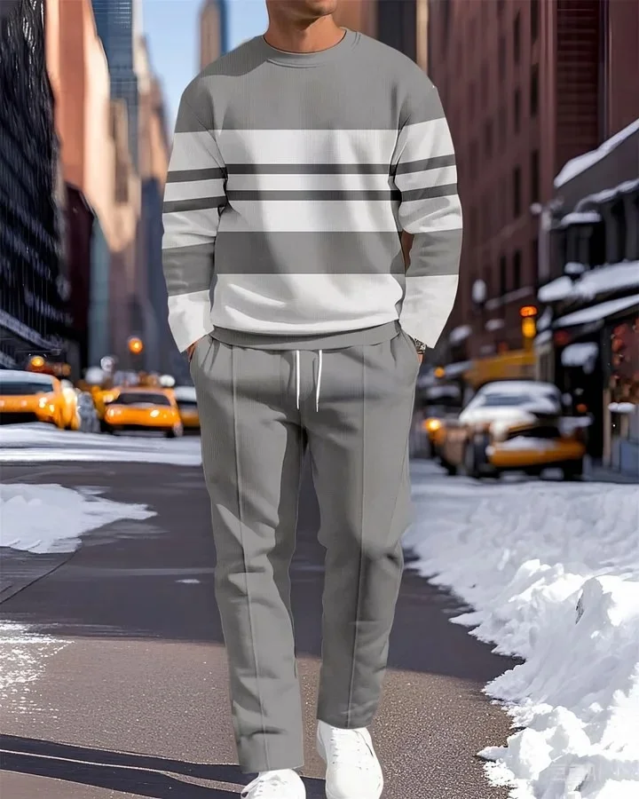 ﻿ Мужской повседневный комплект из 2 предметов. Удобная мужская футболка с круглым вырезом и длинными рукавами с 3d принтом и шнурком. Спортивные комплекты из двух предметов. ﻿ ﻿ ﻿ ﻿