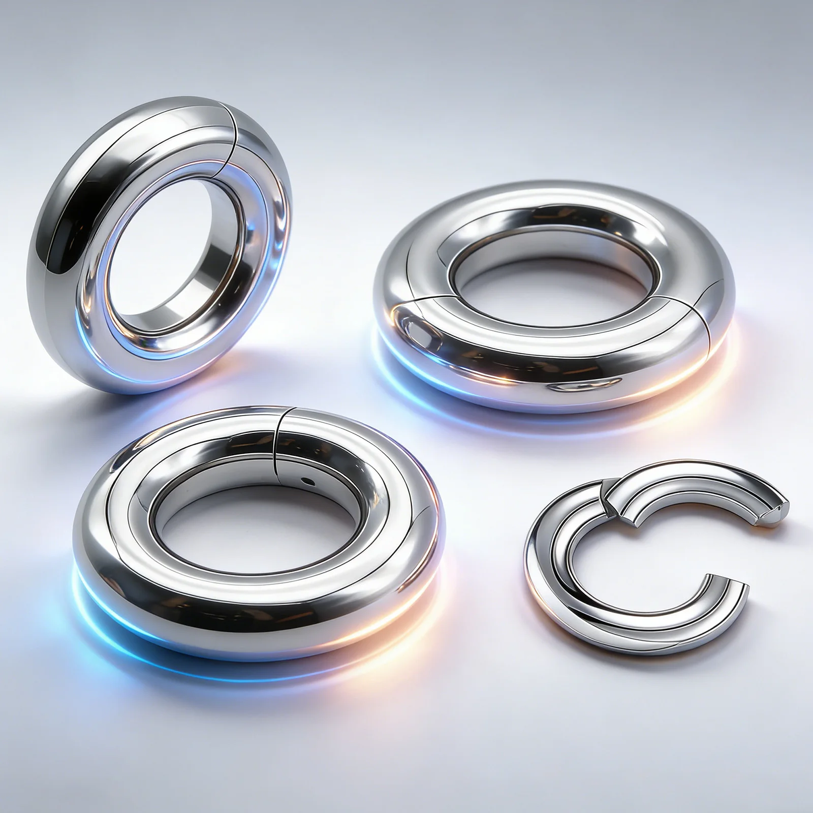 00G/10mm to 12G/2mm Stainless Steel Hinged Segment Ring Seamless Hoop Ring Earweight Nose Septum Rings Clicker EarLobe Piercing