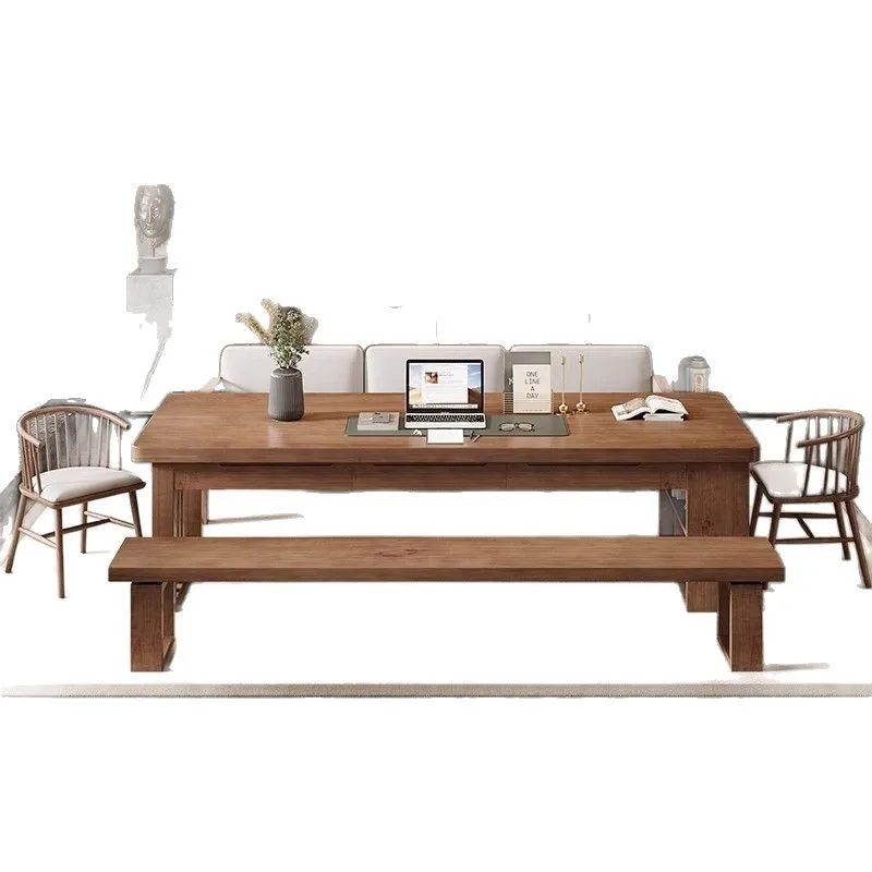 

YJQ living room solid wood large desk integrated writing desk business office workbench room desk