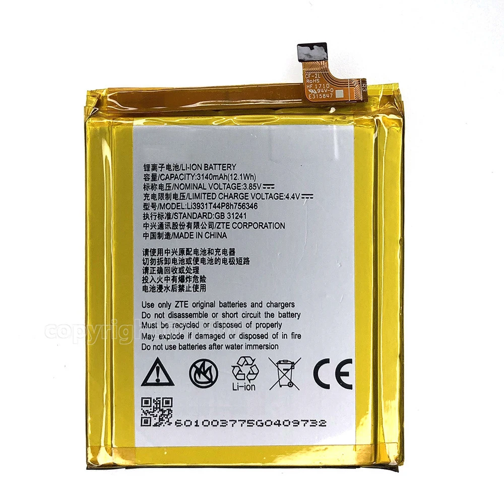 Original Replacement Battery LI3931T44P8H756346 Battery For ZTE Axon 7 5.5inch A2017 7S A2018 Battery 3320mAh Batteries