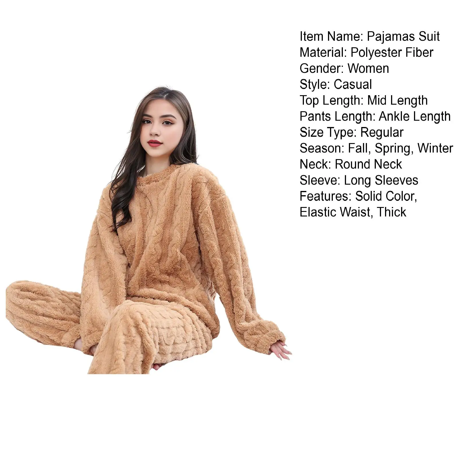 Women Casual Warm Woolen Suit Women Fleece Sets Winter Tracksuits Home Velvet Pajama Set Loose Top And Warm Pants 2023