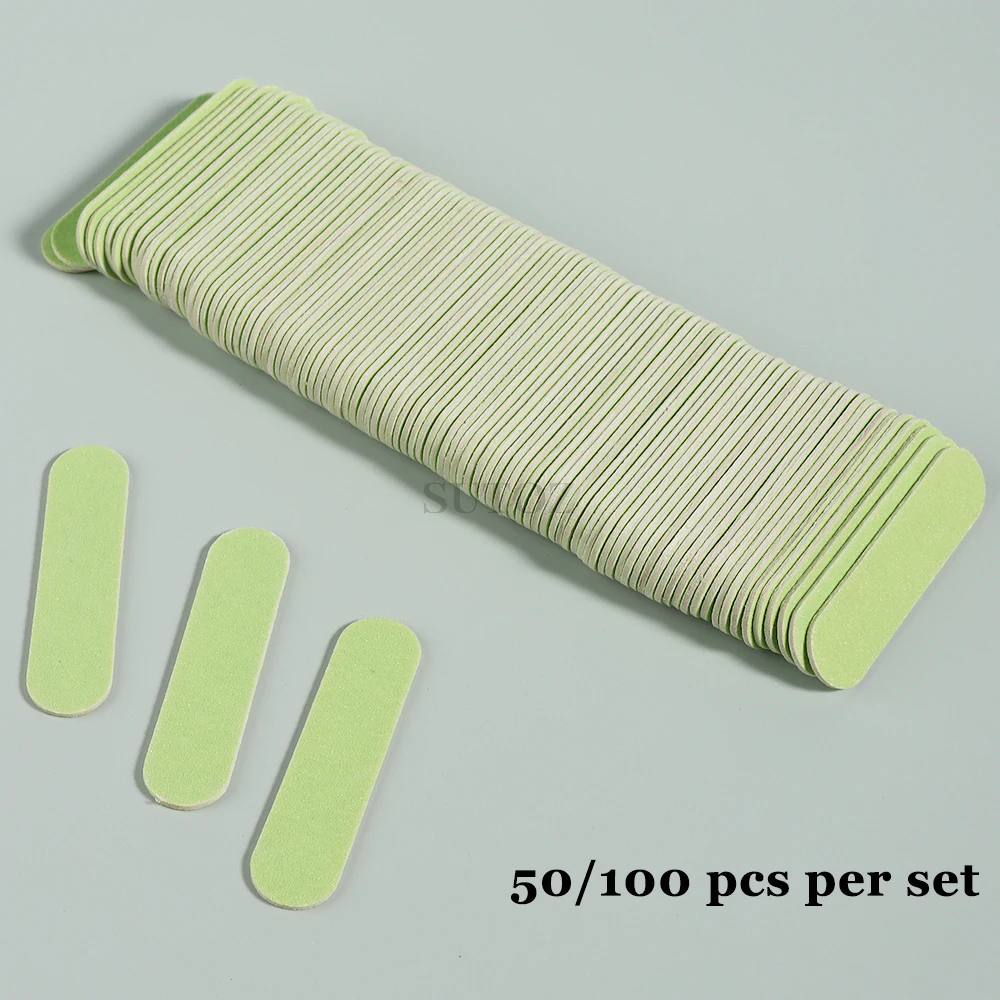 50/100pcs Mini Nail Files Bulk Double-Sided Wood Sanding Buffer Block Set Emery Board Polishing Pedicure Manicure Tools LEBCX