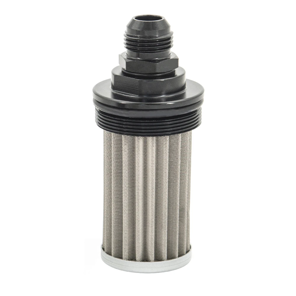 auto aluminum 51MM fuel filter E85 stainless steel filter with 100 microns steel element AN6 AN8 AN10 adaptor fittings