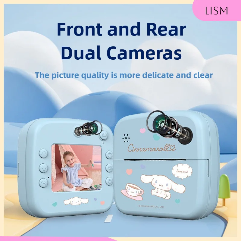 LISM Mini Camera for Kids Thermal Inkless Printing Cartoon Sticker Photo-printing DIY Portable Wireless Pocket Print Camera