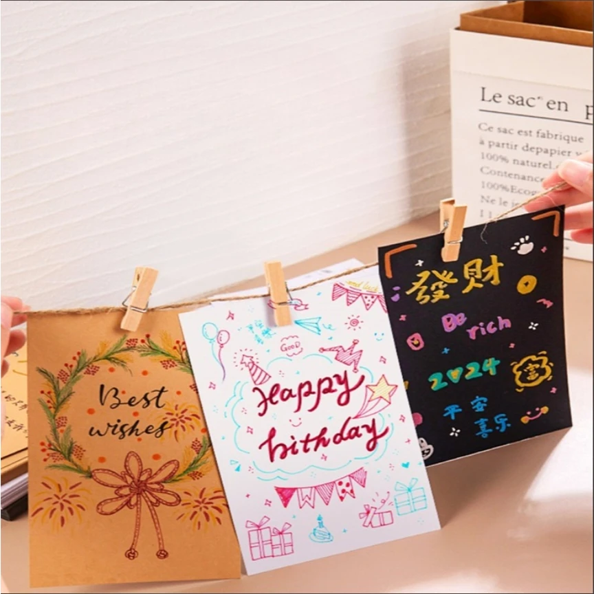 20Pcs Vintage Blank Business Card DIY Greeting Cards Graffiti Word Cards Wedding Party Gift Thick Paper Postcards Invitations