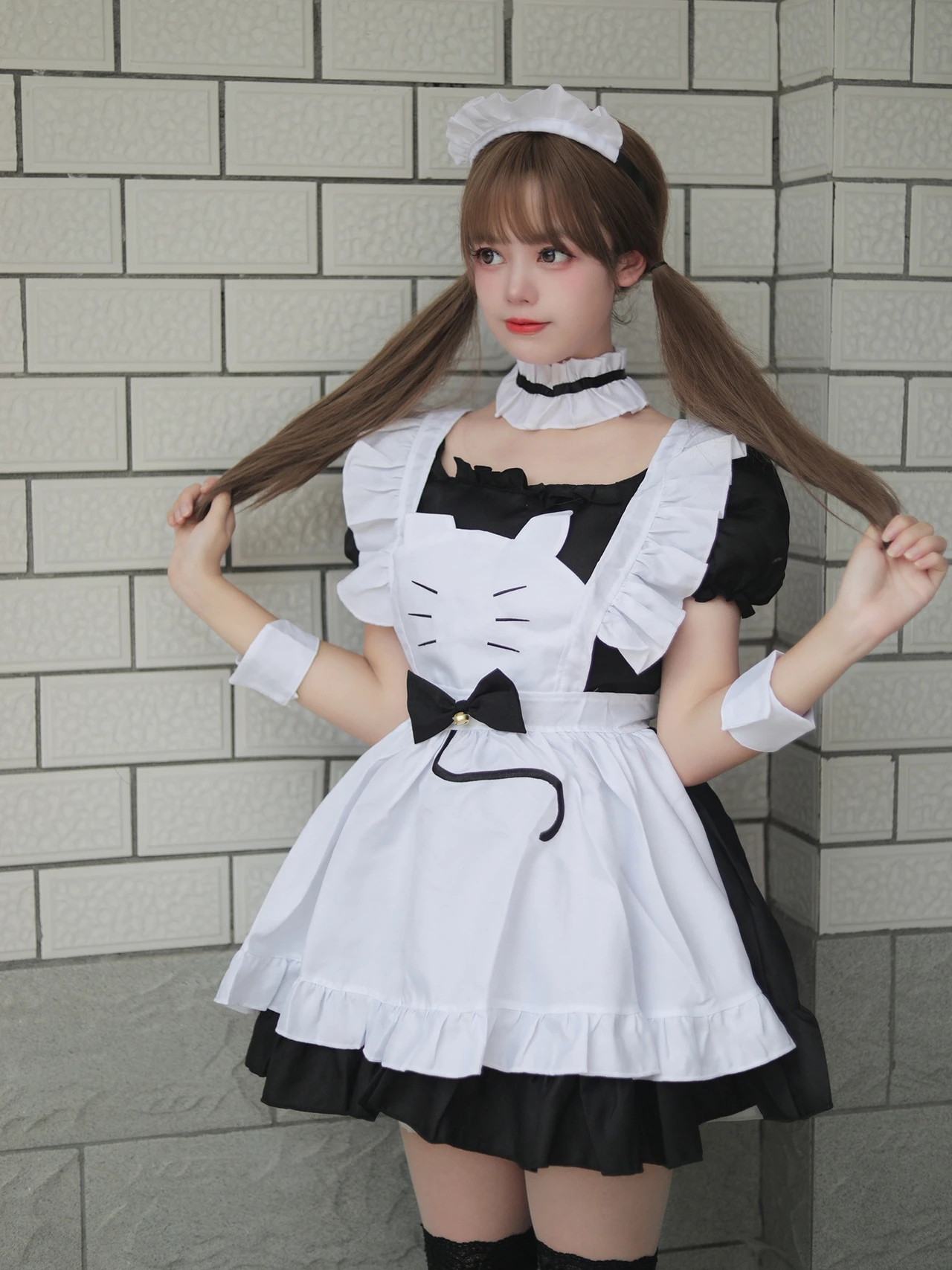 Tamanho grande doce japonês lolita empregada cos quadrado pescoço manga curta vestido menina verão nova cintura alta redução de idade vestidos bonitos