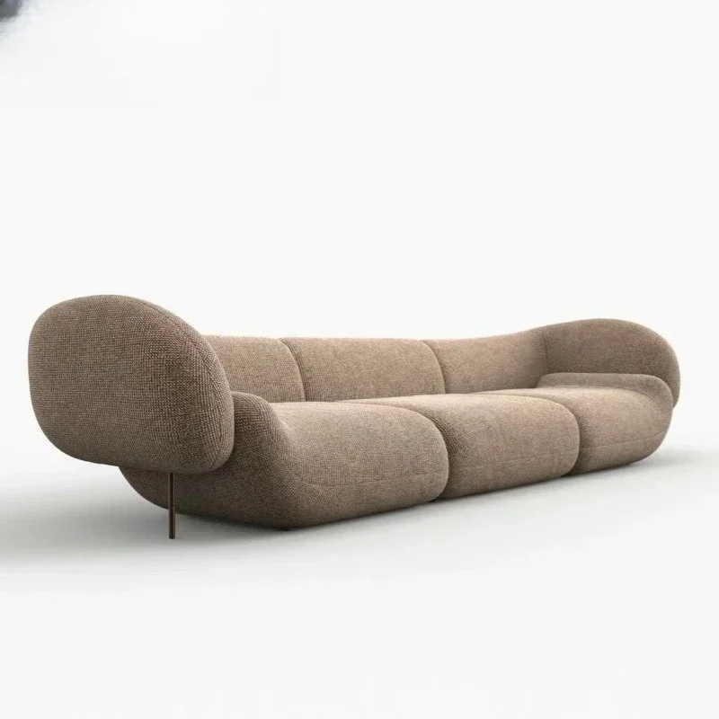Cream Internet celebrity sailing design U-shaped armrest sofa retro cotton and linen fabric double triple sofa