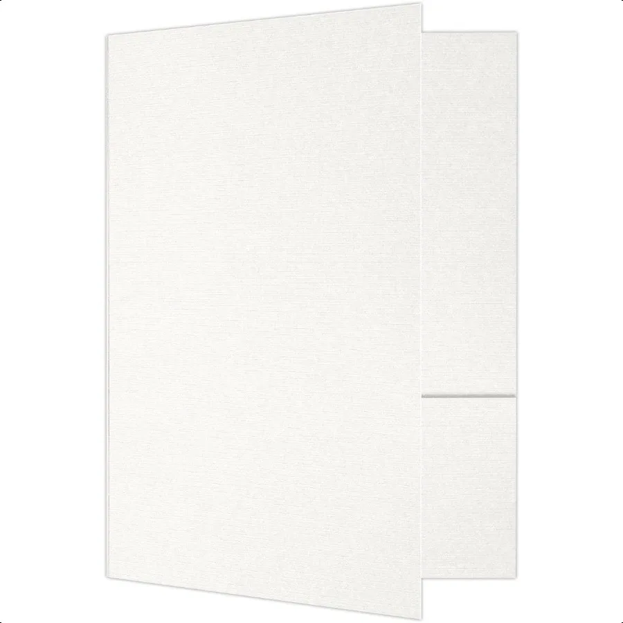 

9 x 12 Presentation Folders Two Pocket White Linen 100lb. Cover 10 Qty