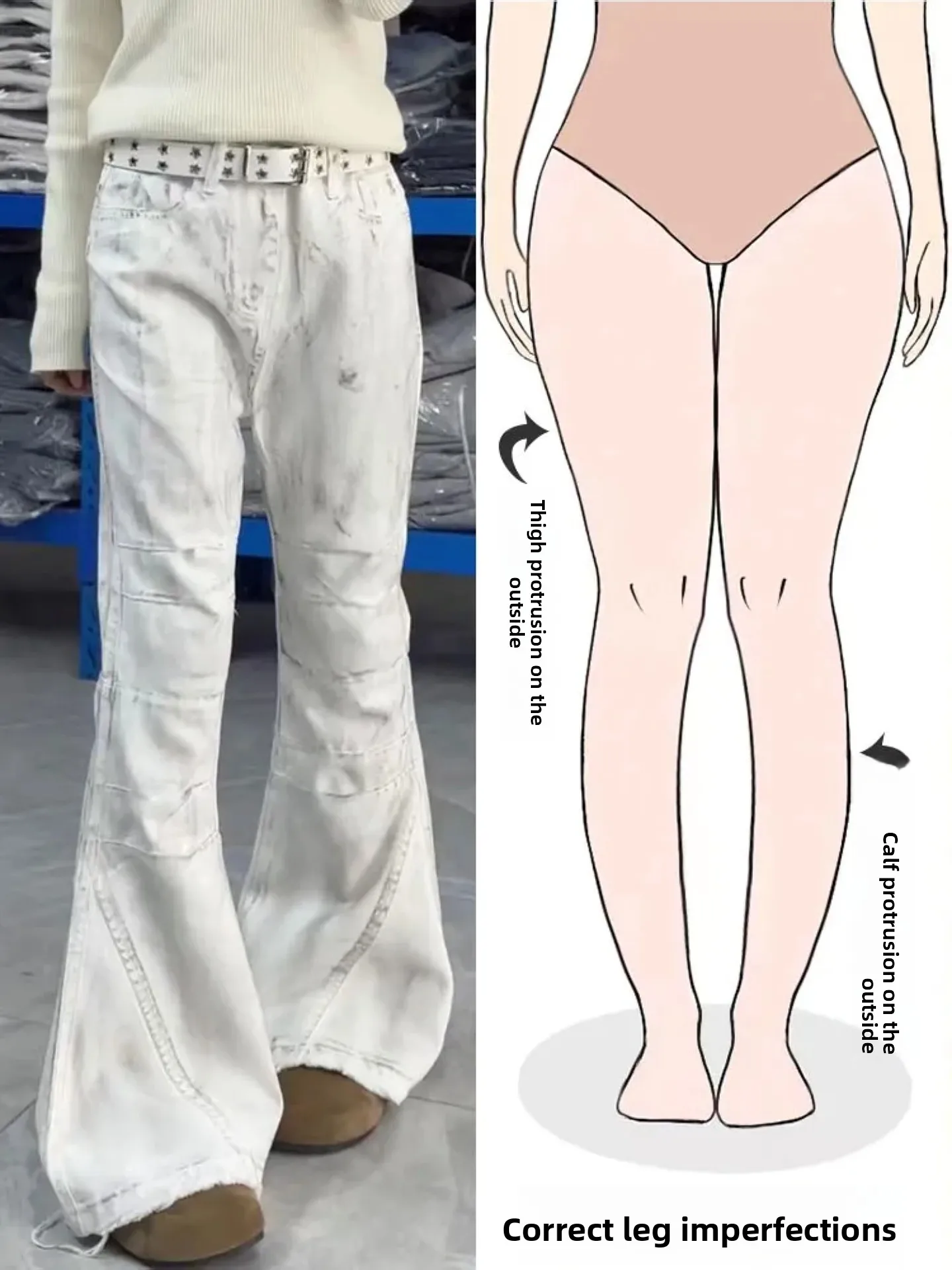 

Ретро джинсы-клеш с эффектом потертости для женщин, новинка весны, уличный стиль, дизайн с эффектом грязевого окрашивания, идеально подходят для фигуры типа «груша», прямые джинсы.