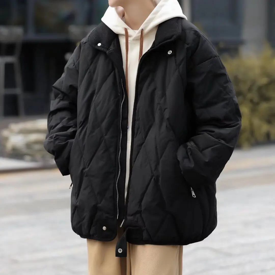 

Winter Thickened Cotton Jacket Stand Collar Men's Warm Casual Loose Workwear Outerwear Polyester Fiber Standard Style