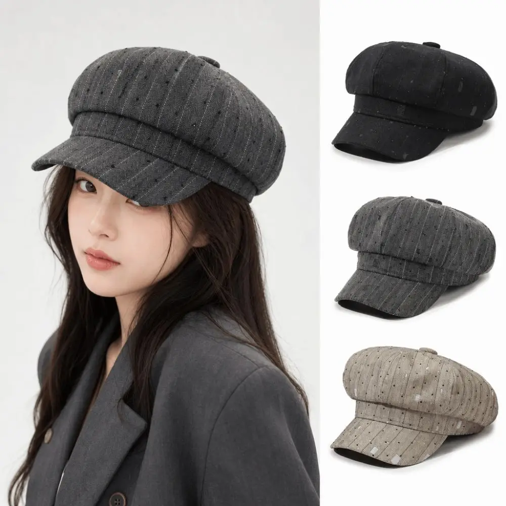 New Short-Brim Beret Hat Retro Versatile Duck Tongue Cap Sweet Artist Hat Spring Autumn