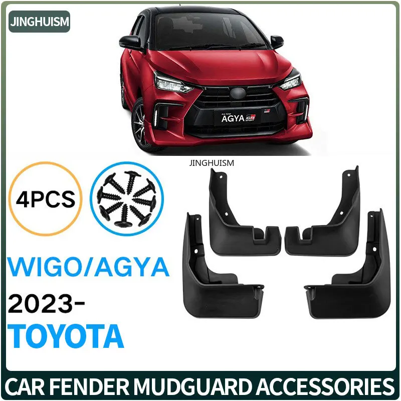 For Toyota Wigo Agya 2023 Car Tire Mud Flaps Auto Parts Exterior Decoration Modification Black ABS Material Durable Universal