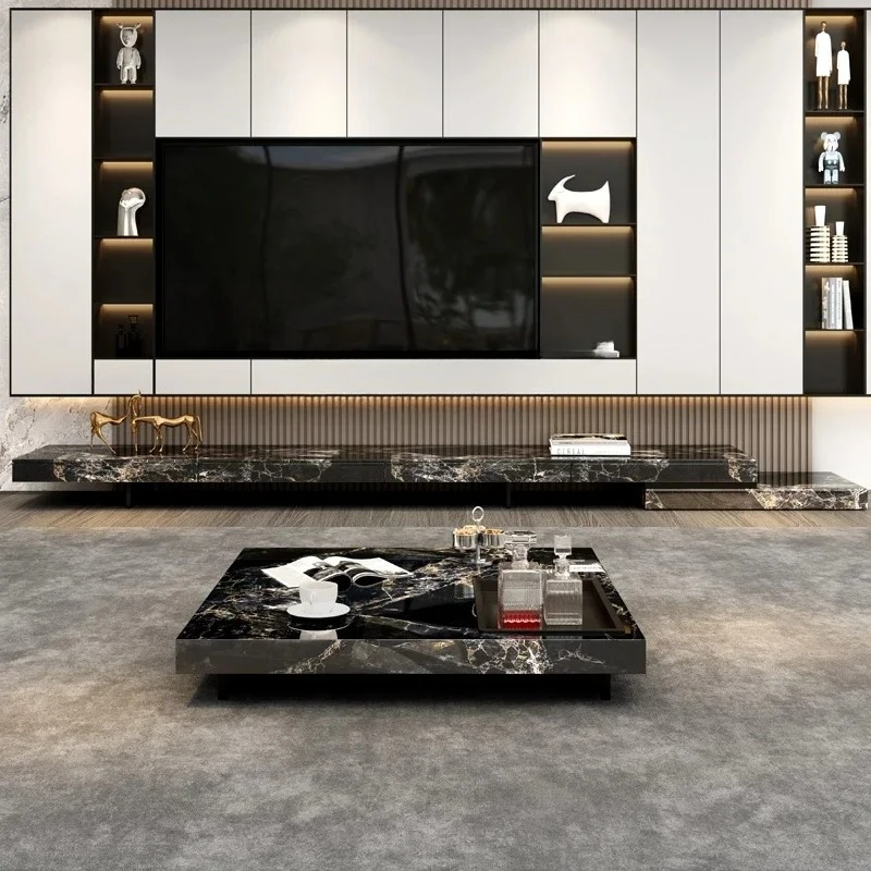 

High-end luxury stone coffee table high-end square tea table Italian minimalist designer