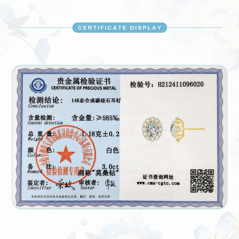 

Серьги-пусеты из 14-каратного золота с муассанитом для женщин, овальная огранка, 1.5 карата, 2 шт., муассанитовые серьги-подсолнухи, свадебные ювелирные изделия