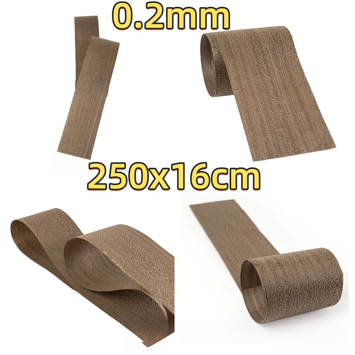 Natural Dark Brown Nice Veneer, 0.2mm Thick, Size 250x16cm, Suitable For Hotel Furniture And Model Making.