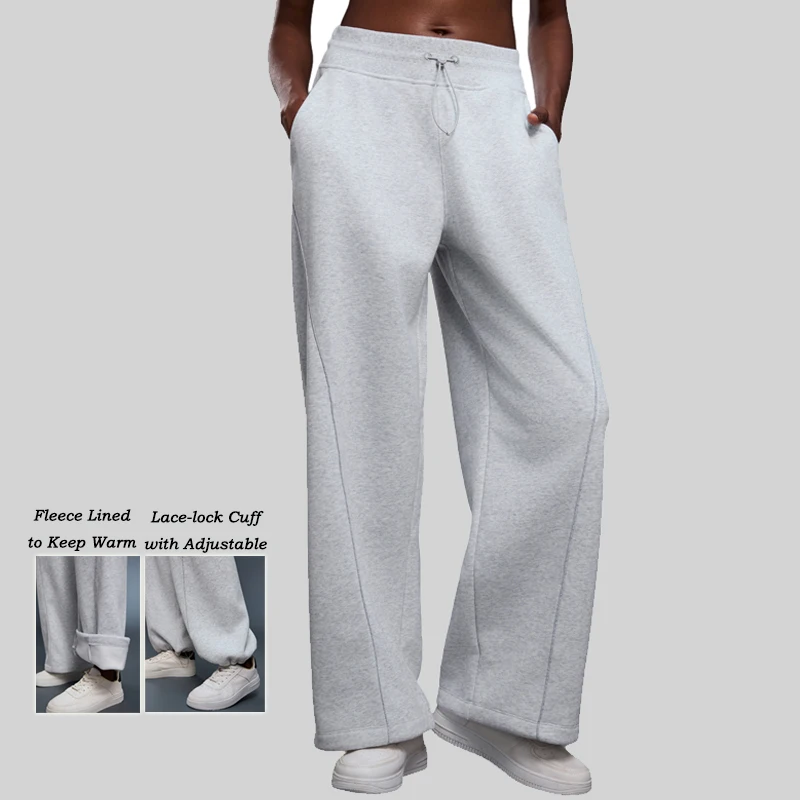 

VITALINOVO Womens Fleece Lined Sweatpants Wide Leg Winter Warm Thermal Straight Leg Baggy Lounge Sweat Pants with Pocket Joggers