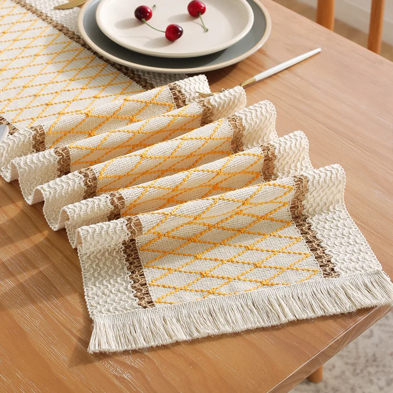 Corredores De Mesa De Linho Nórdico Toalha De Mesa Decoração Doméstica Para Festa De Casamento Natural Serapilheira Boho Toalha De Mesa De Algodão Bandeira Da Mesa De Chá