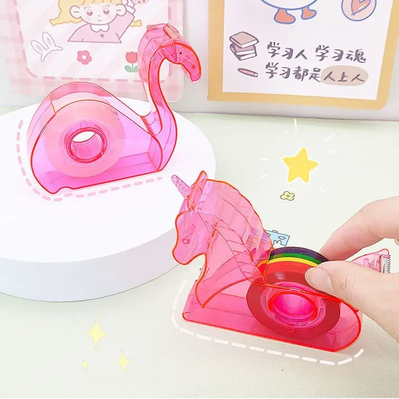 Creatieve Flamingo Tape Cutter Groothandel Student Notebook Eenhoorn Tape Machine Desktop Multifunctionele Tape Dispenser