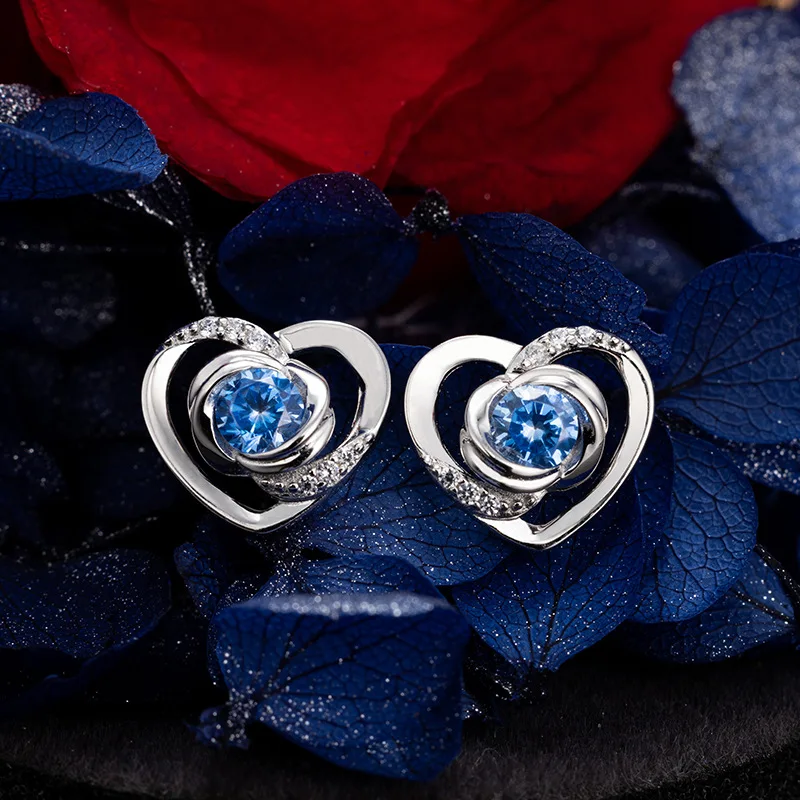 The heart-shaped earrings of the Ferris wheel, S925 sterling silver zircon, are a niche design with a high-end feel