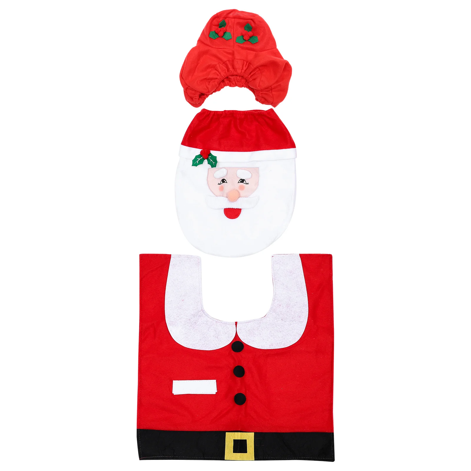 

1Set Christmas Toilet Cover Mat Kit Santa Toilet Seat Cover Water Tank Protective Floor Mat Home Bathroom Decor