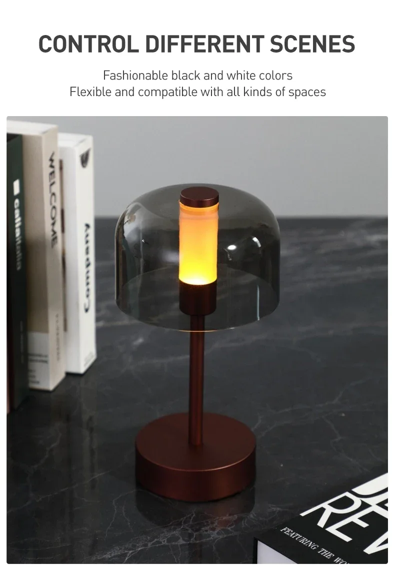 Modern Retro Nordic Desk Lamp Rechargeable Indoor Table Lamp Camping Lamp Night Light for Bedroom Campe Reading Home Decoration